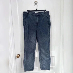 Free People Women's Fine Line Straight Leg Crop Jeans Black Corduroy